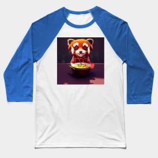 Kawaii Red Panda Eating Ramen Baseball T-Shirt